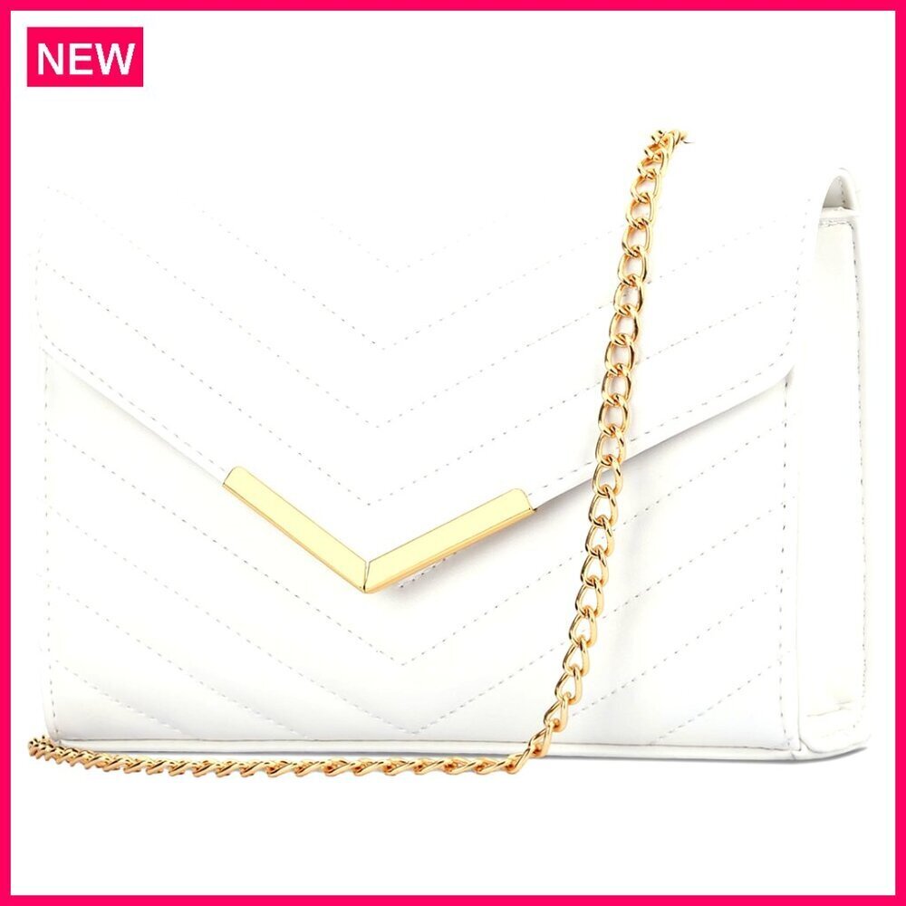 Vegan Leather Evening Clutch with Detachable Chain Strap for Wedding Party